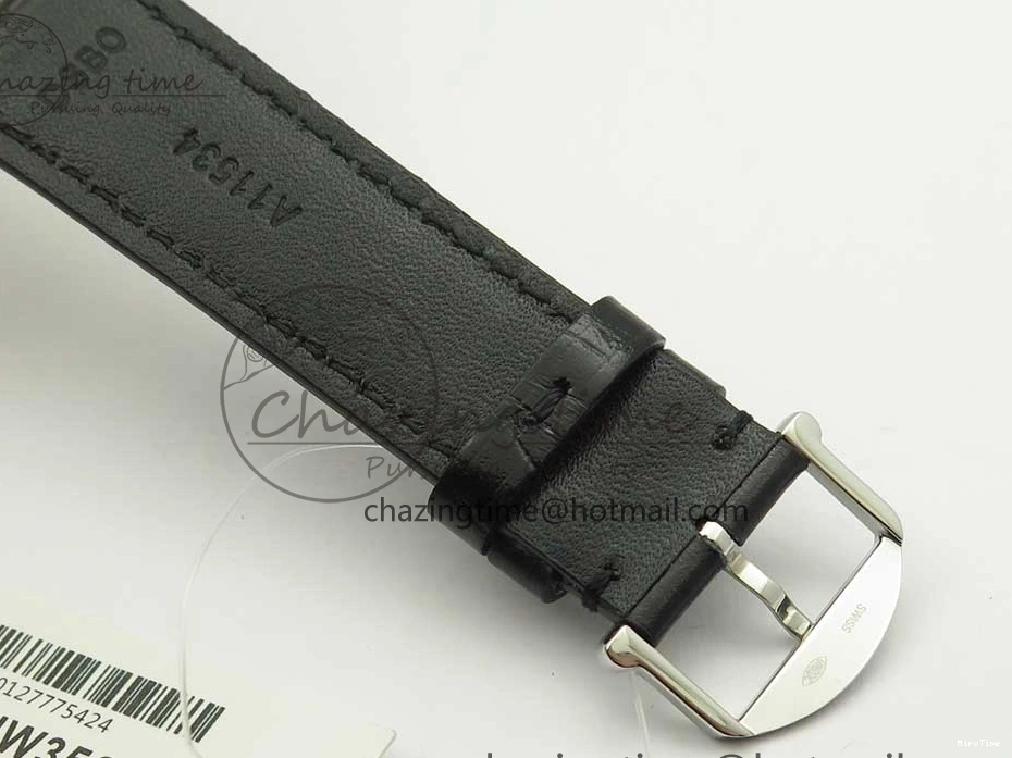 MIROTIME 0322 Affordable Portofino Automatic SS FKF 1:1 Best Edition Black Dial on Black Leather Strap A 7136